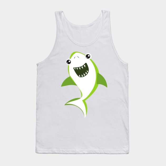 Cute Shark, Little Shark, Green Shark, Sea Animal Tank Top by Jelena Dunčević